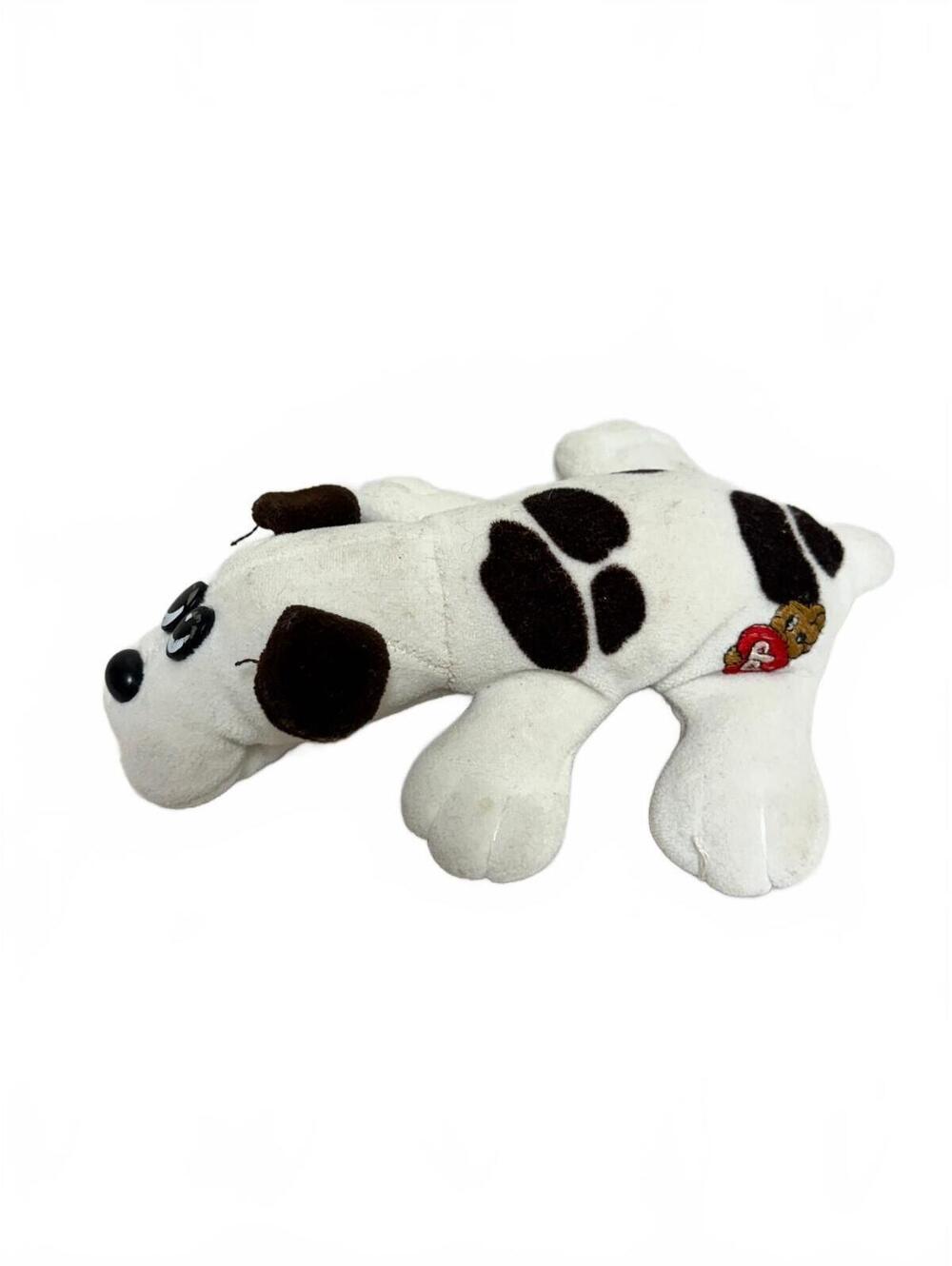 Vintage Tonka Pound Puppies Newborn White Brown Spotted 8" Plush 1985